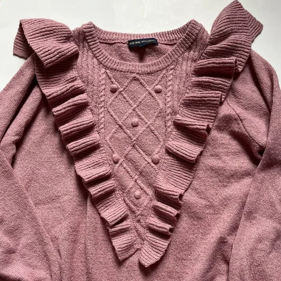 Adrienne Vittadini Pink Ruffled Sweater - Picture 2 of 5
